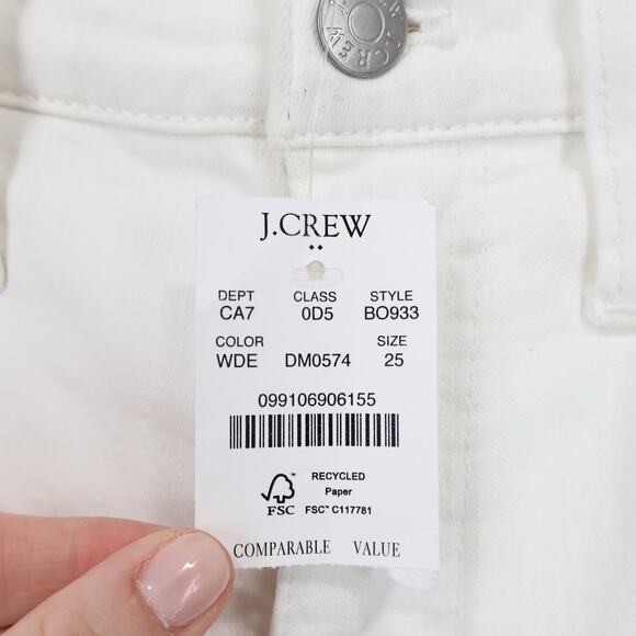 NWT J. Crew Factory Mid-Rise Flare Crop Signature Stretch Denim White Size 25 - Picture 9 of 9